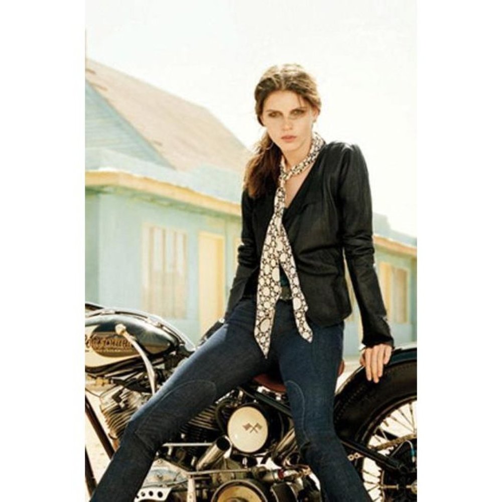 $200 J BRAND JEANS Stinson Motorcyle DENIM #91288 Side-Knee PATCH Low Rise